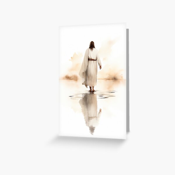 Item preview, Jesus Walking on Water --- Minimalist Watercolor Painting designed and sold by AdamesArtStudio.