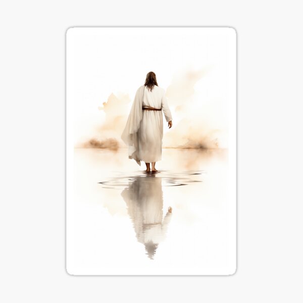 Item preview, Jesus Walking on Water --- Minimalist Watercolor Painting designed and sold by AdamesArtStudio.