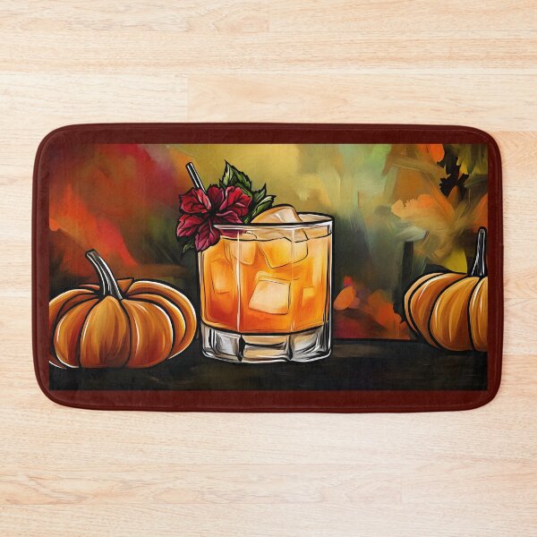 Item preview, Autumn Themed Still Life Featuring Cocktail with Ice and Small Pumpkins for Seasonal Decor Generative AI designed and sold by OlfactoART Studio.