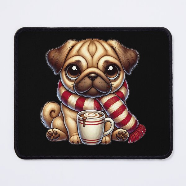 Item preview, Christmas Pug & Coffee Women Pug Lover designed and sold by BlueBerry-Pengu.