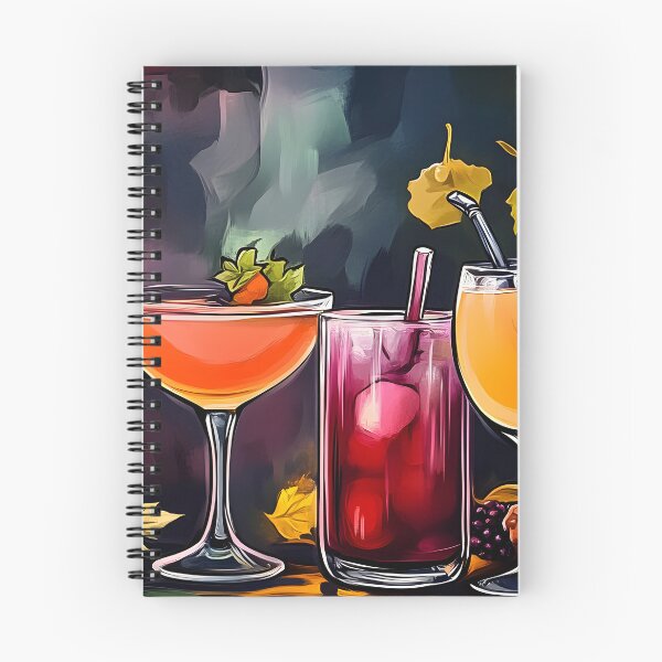 Item preview, Vivid Display of Three Colorful Cocktails Flanked by Pumpkin and Autumn Leaves Seasonal Ambiance Generative AI designed and sold by OlfactoART Studio.