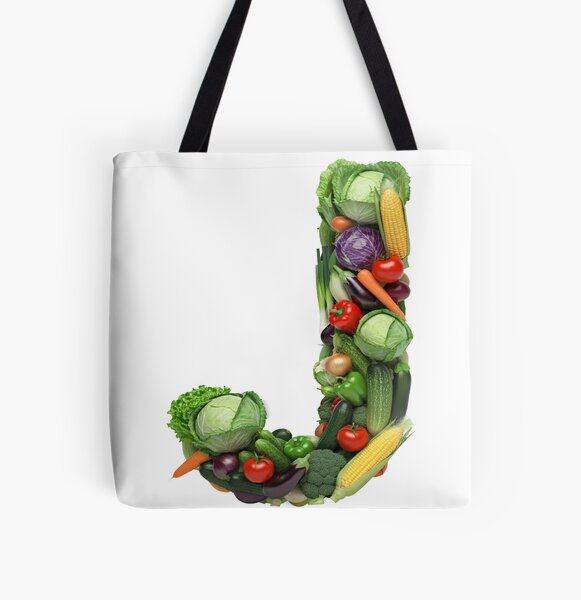 VEG LETTER J All Over Print Tote Bag