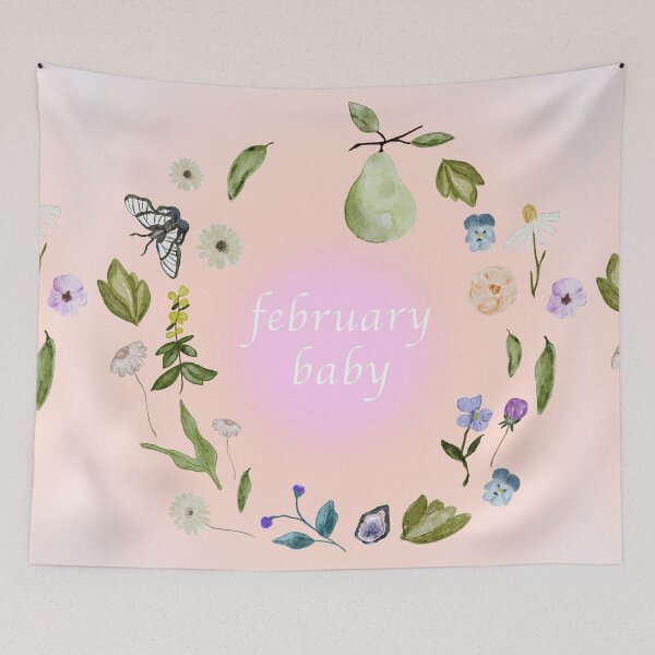 Item preview, February Birthday - Cute Floral Wreath designed and sold by bowsbotanicals.