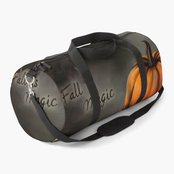 Item preview, Large Pumpkin Surrounded by Autumn Leaves with Fall is Magic in Elegant Script Dark Background AI Generated designed and sold by OlfactoART Studio.