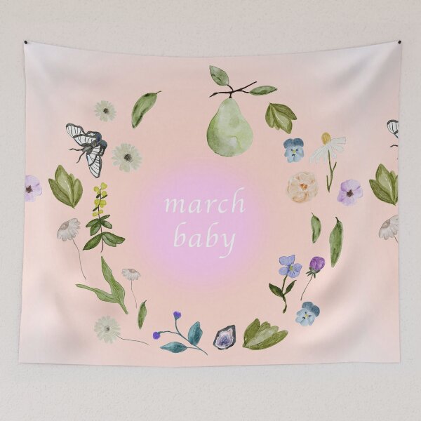 Item preview, March Birthday - Botanical Wreath designed and sold by bowsbotanicals.