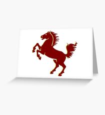 Whimsical Maroon Coloured Mustang Greeting Card