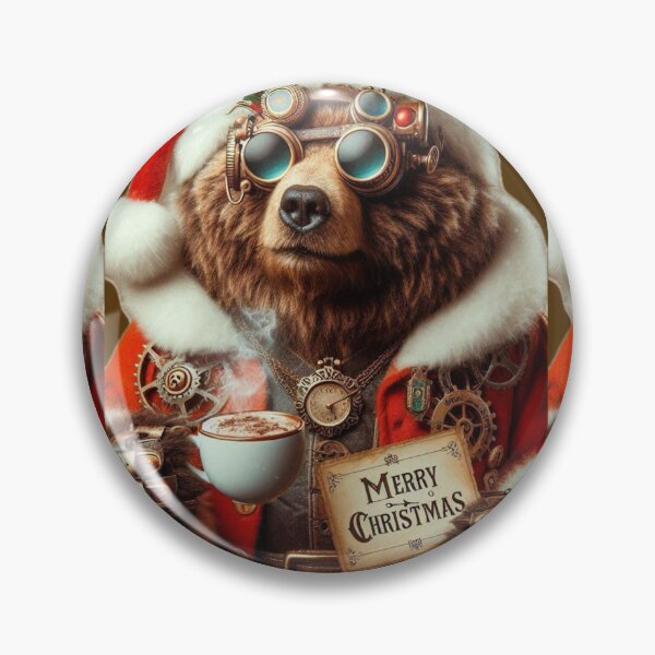 Item preview, Christmas steampunk brown bear with hot chocolate designed and sold by Maira Guerrero.