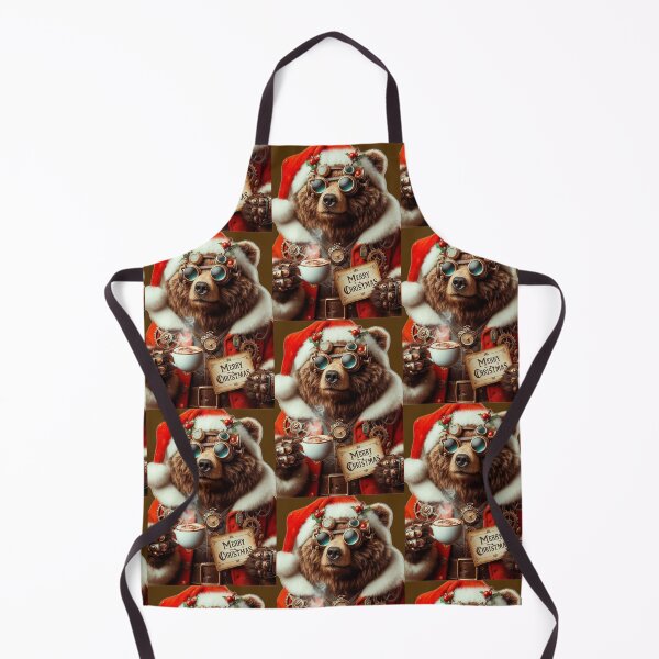 Item preview, Christmas steampunk brown bear with hot chocolate designed and sold by Maira Guerrero.