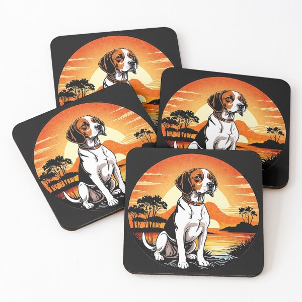 Artikelvorschau, Beagle gegen einen Vintage-Sonnenuntergang Retro entworfen und verkauft von IssysOasis.