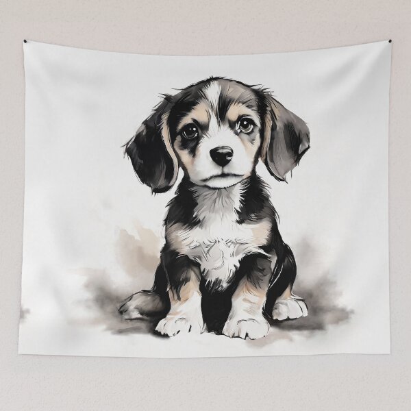 Artikelvorschau, Vintage-Hundekunst: Beagle-Welpenporträt | Tierkunst | Aquarellmalerei | Tierporträt entworfen und verkauft von UnhingedBird.