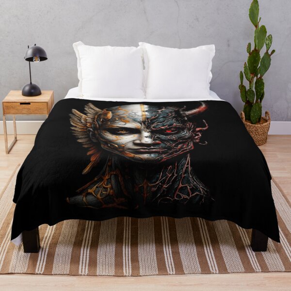 Item preview, Angel vs Demon Half-Face Art designed and sold by DrawHandArt.