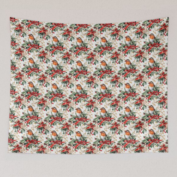 Item preview, Robins, Holly & Red Ribbons designed and sold by ArtemisEutopia.