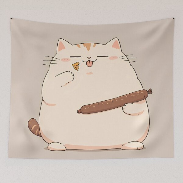 Item preview, A cat with a sausage designed and sold by Sopilka.