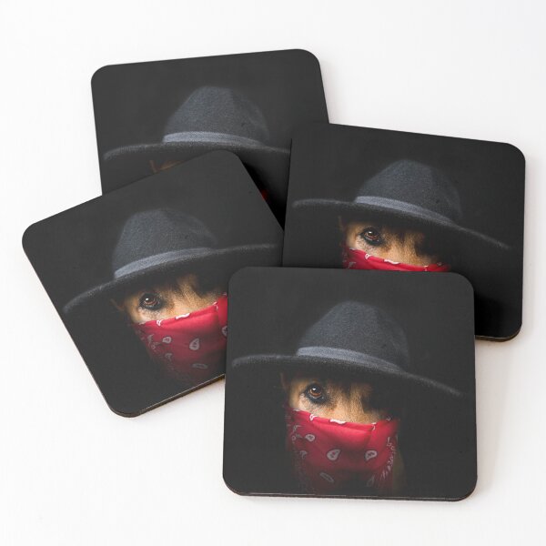 Item preview, Dog portrait as Capone with hat and red scarf designed and sold by PfotenGalerie.
