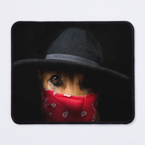 Item preview, Dog portrait as Capone with hat and red scarf designed and sold by PfotenGalerie.