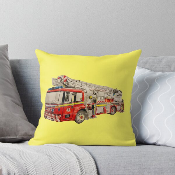 Item preview, Norfolk ALP Fire engine cushion yellow designed and sold by Truck drawing art.