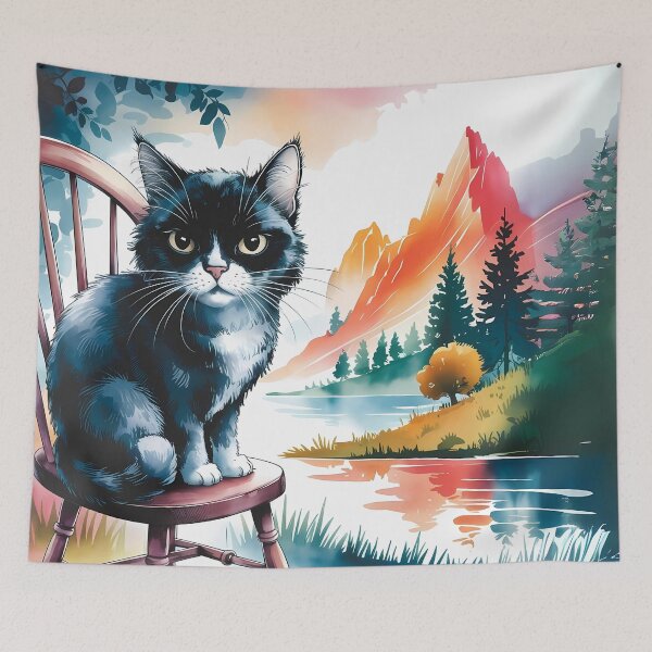 Item preview, Zoning Out Black Cat in Colorful Nature designed and sold by Dshoppin.