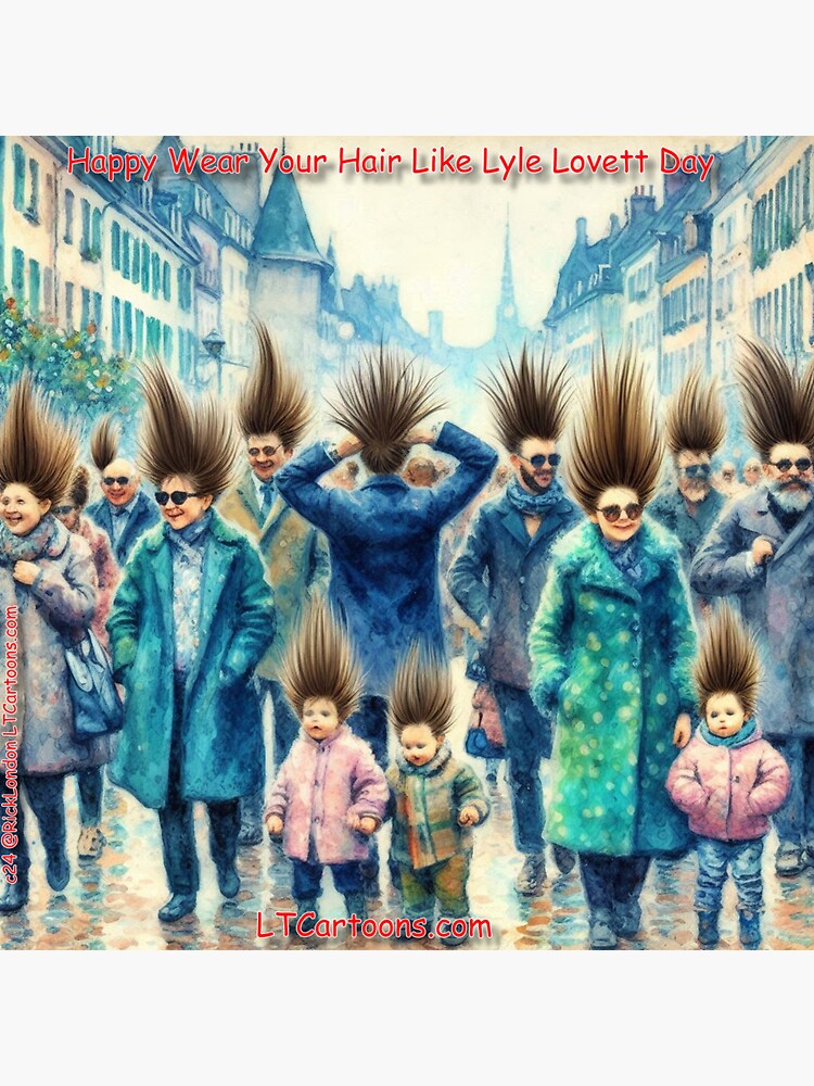 Thumbnail 3 of 3, Sticker, In Celebration Of "Wear Your Hair Like Lyle Lovett Day" designed and sold by ltcartoons.