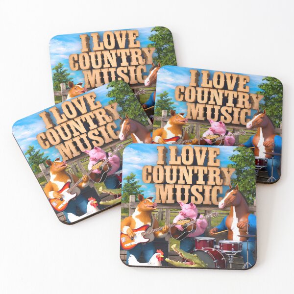 Item preview, "I Love Country Music". 3D Funny Animal Band – Cartoon Country Band Design designed and sold by paulo silveira.