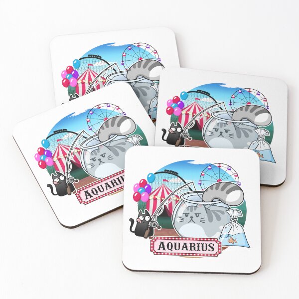 Item preview, Aquarius zodiac sign with cats designed and sold by Onismika.