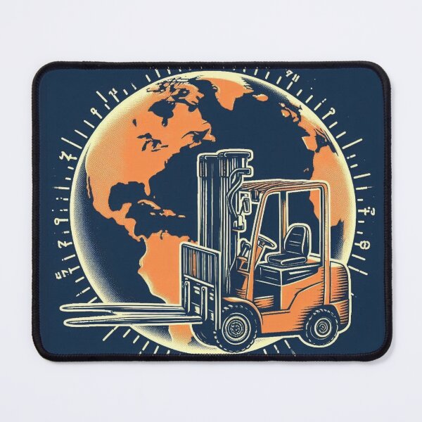 Item preview, Forklift against the backdrop of the globe designed and sold by RetroNibylander.