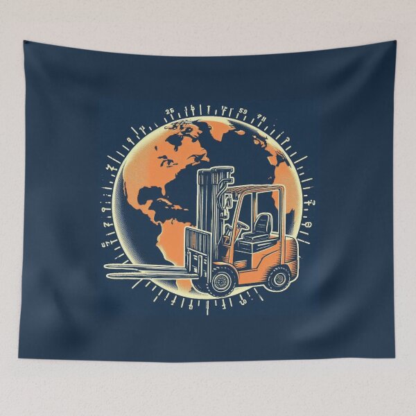Item preview, Forklift against the backdrop of the globe designed and sold by RetroNibylander.