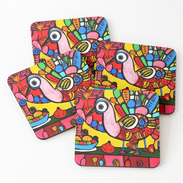 Item preview, Colorful Abstract Thanksgiving Turkey Surrounded by Fruits and Patterns, Lively and Whimsical Scene Cubist Art designed and sold by OlfactoART Studio.