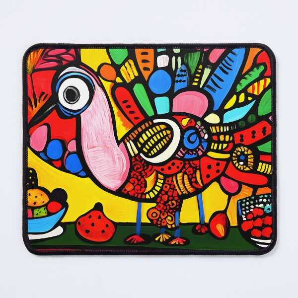 Item preview, Colorful Abstract Thanksgiving Turkey Surrounded by Fruits and Patterns, Lively and Whimsical Scene Cubist Art designed and sold by OlfactoART Studio.