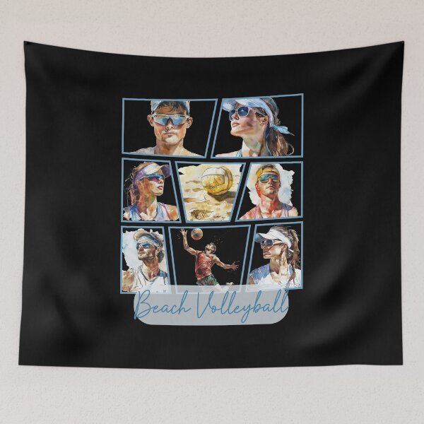 Item preview, Dynamic beach volleyball collage – athletes and action in watercolor style designed and sold by KolbaVison.