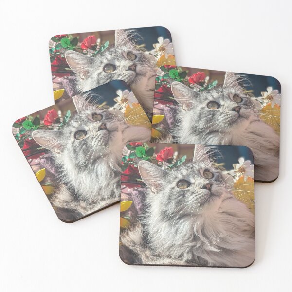 Item preview, Grey Maine coon kitten in basket designed and sold by Fluffycat2020.
