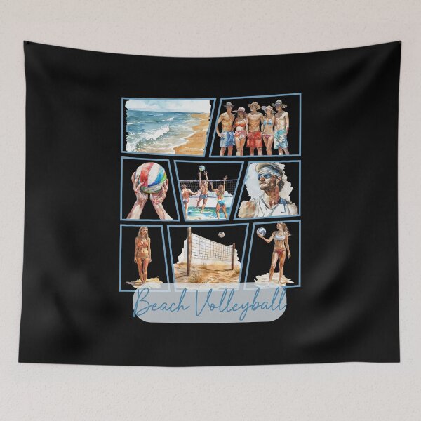 Item preview, Dynamic beach volleyball collage – athletes and action in watercolor style designed and sold by KolbaVison.