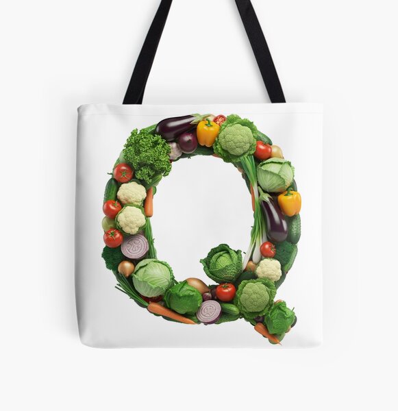 VEG LETTER Q All Over Print Tote Bag