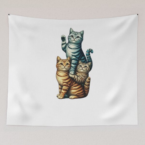 Item preview, “Feline Totem: Three Cats in Balance” designed and sold by CHRIST5000.