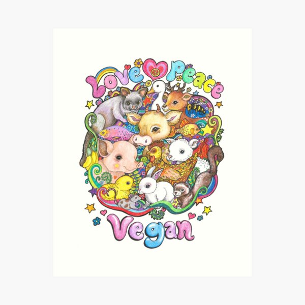 Love, Peace, Vegan Art Print
