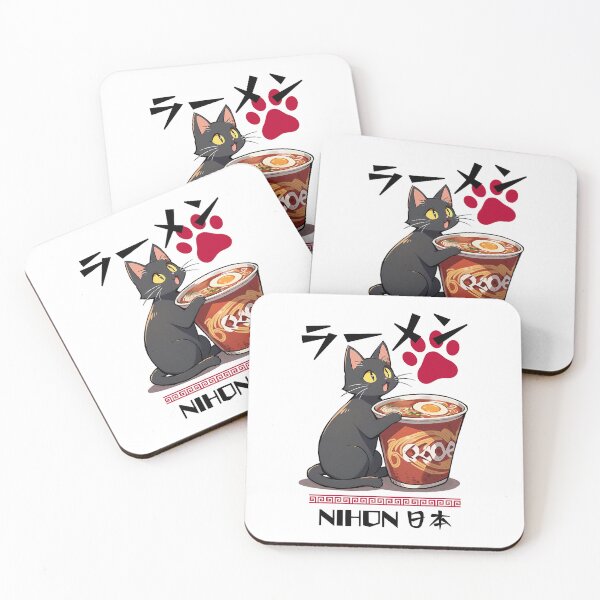 Item preview, Black Cat Eating Cup Ramen designed and sold by Musashi1996Art.