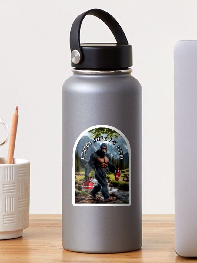 Thumbnail 1 of 3, Sticker, Bigfoot stole my beer! designed and sold by NativeGraffix.