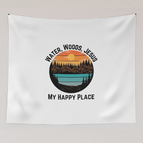 Item preview, Water, Woods, Jesus, My Happy Place, black designed and sold by Redeemed365.
