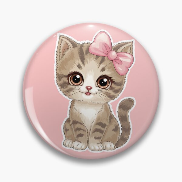 Item preview, Kitten has big eyes and wearing a pink bow designed and sold by SwiftEagleFly.