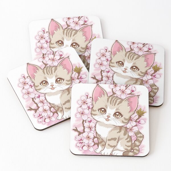 Item preview, Baby kitten is sitting among cherry blossoms designed and sold by SwiftEagleFly.