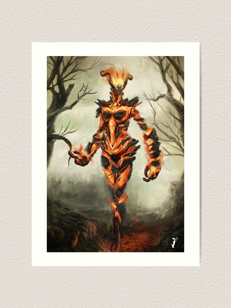 Skyrim Flame Atronach Fan Art Poster Art Print By Ultimatecars Redbubble