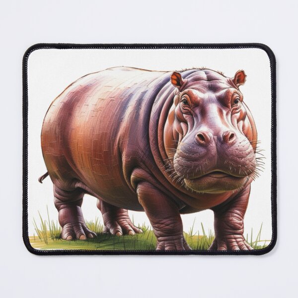 Item preview, A large, brown hippo is standing in a grassy field designed and sold by PWDigitalArt.