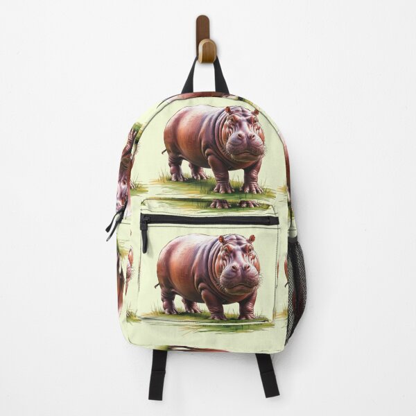 Item preview, A large, brown hippo is standing in a grassy field designed and sold by PWDigitalArt.