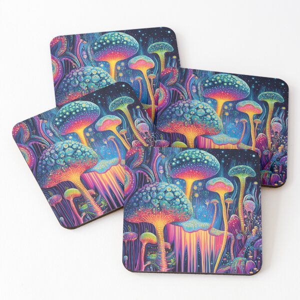 Artikelvorschau, Psychedelic mushrooms in a magical forest entworfen und verkauft von HarmonicDaze.