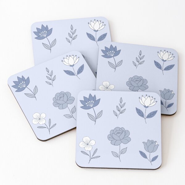Item preview, cute little blue flowers watercolor set plant lineart  designed and sold by rlav123.