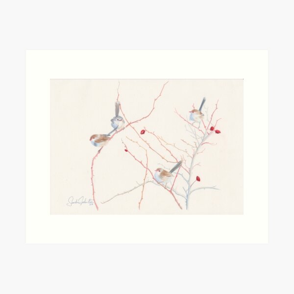 Item preview, Wrens on branches designed and sold by Sandra Johnston.