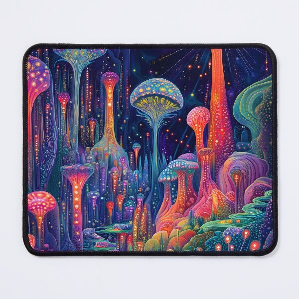 Item preview, Psychedelic glowing mushrooms designed and sold by HarmonicDaze.