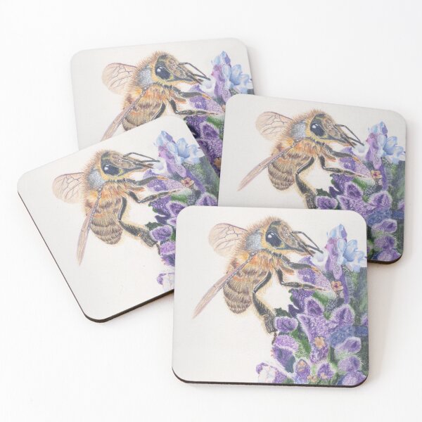 Item preview, Honey bee on purple flower designed and sold by Sandra Johnston.
