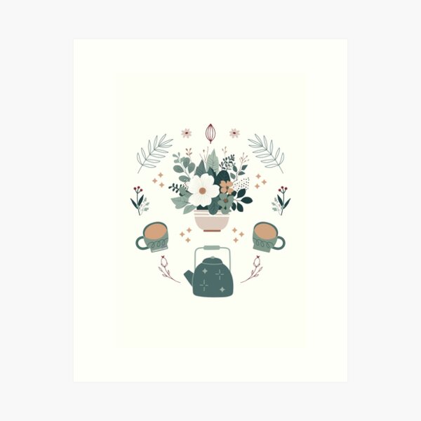 Item preview, Hygge Art | Warm drinks And Flowers | Norwegian , Nordic, Scandinavian | Cozy Minimalist Relaxing designed and sold by TammarsDesigns.