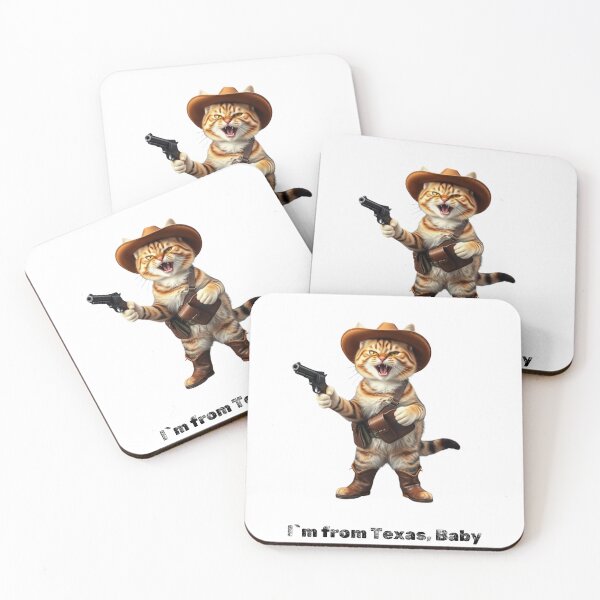 Item preview, cowboy cat with cowboy hat and with I`m from Texas, Baby designed and sold by GinnyGi.