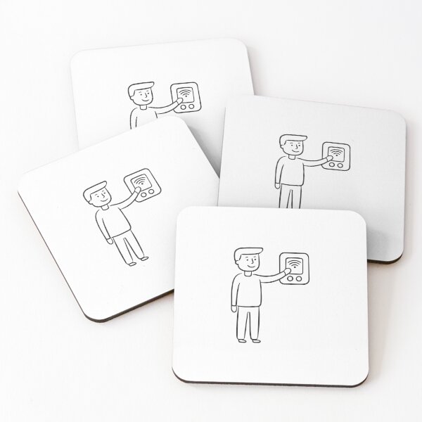 Item preview, Man adjusting the smart thermostat on a wall designed and sold by rasagamastore.